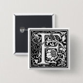 William Morris Alphabet "F" Vierkante Button 5,1 Cm (Voorkant /achterkant)