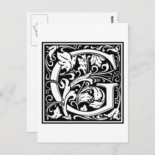William Morris Alphabet "G" Briefkaart (Voorkant / Achterkant)