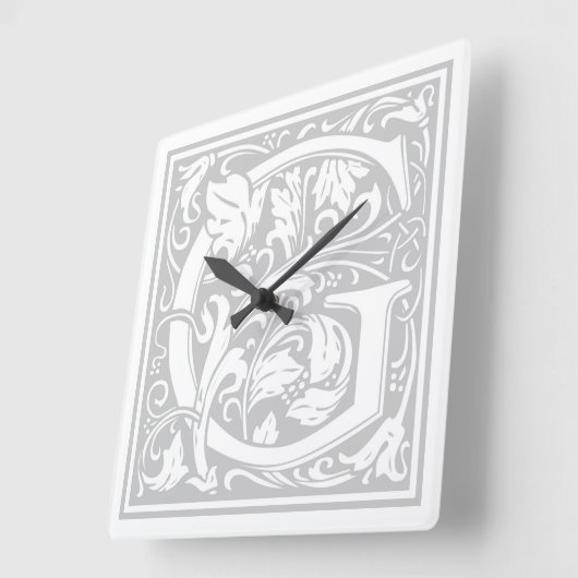William Morris Alphabet "G" Square Wall Clock Vierkante Klok (Hoek)