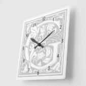 William Morris Alphabet "G" Square Wall Clock Vierkante Klok (Hoek)
