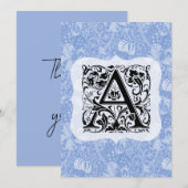 William Morris Alphabet Golden Lily Blue Bedankkaart (Voorkant / Achterkant)