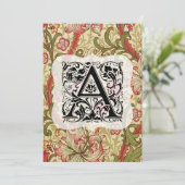 William Morris Alphabet Golden Lily Coral Bedankkaart (Staand voorkant)