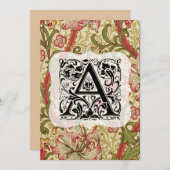 William Morris Alphabet Golden Lily Coral Bedankkaart (Voorkant / Achterkant)