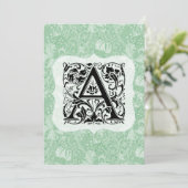 William Morris Alphabet Golden Lily Green Bedankkaart (Staand voorkant)