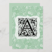 William Morris Alphabet Golden Lily Green Bedankkaart (Voorkant / Achterkant)