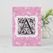 William Morris Alphabet Golden Lily Pink Bedankkaart (Staand voorkant)