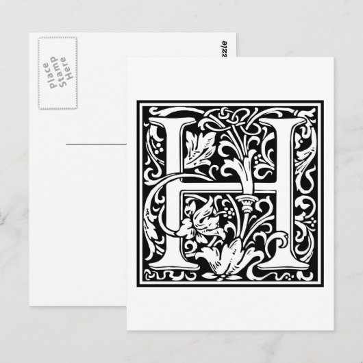 William Morris Alphabet "H" Briefkaart (Voorkant / Achterkant)