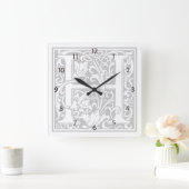 William Morris Alphabet "H" Square Wall Clock Vierkante Klok (Huis)