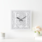 William Morris Alphabet "H" Square Wall Clock Vierkante Klok (Huis)
