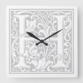 William Morris Alphabet "H" Square Wall Clock Vierkante Klok (Voorkant)