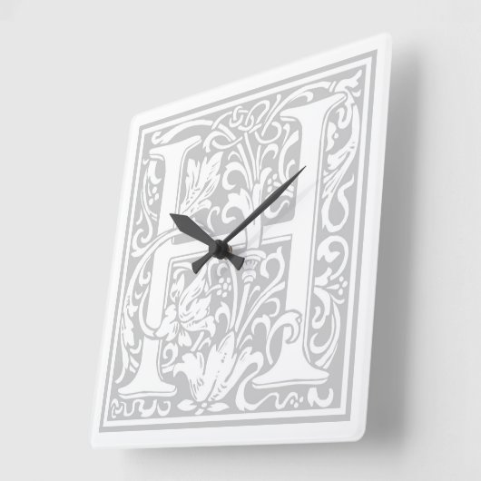 William Morris Alphabet "H" Square Wall Clock Vierkante Klok (Hoek)