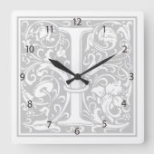 William Morris Alphabet "I" Square Wall Clock Vierkante Klok (Voorkant)