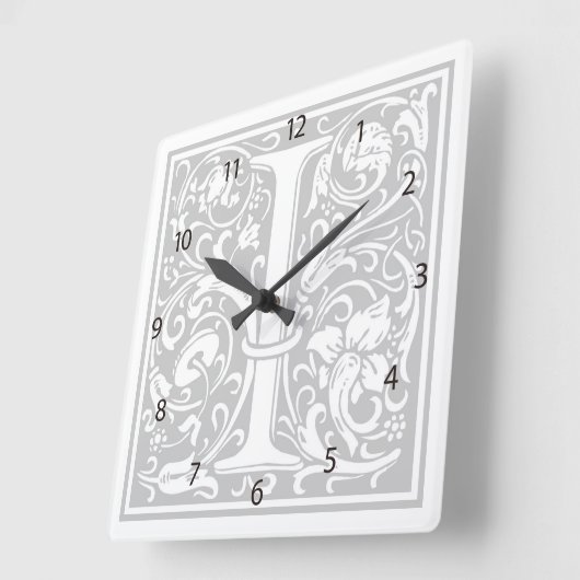 William Morris Alphabet "I" Square Wall Clock Vierkante Klok (Hoek)