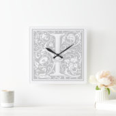 William Morris Alphabet "I" Square Wall Clock Vierkante Klok (Huis)