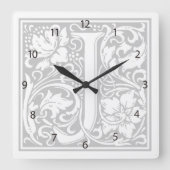 William Morris Alphabet "J" Square Wall Clock Vierkante Klok (Voorkant)