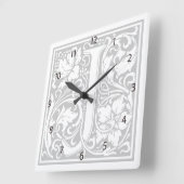 William Morris Alphabet "J" Square Wall Clock Vierkante Klok (Hoek)