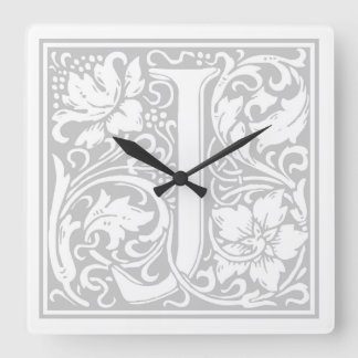William Morris Alphabet "J" Square Wall Clock Vierkante Klok