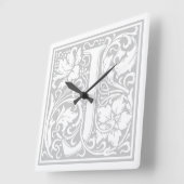 William Morris Alphabet "J" Square Wall Clock Vierkante Klok (Hoek)