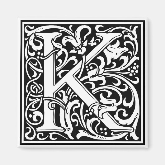 William Morris Alphabet "K" Magneet (Voorkant)