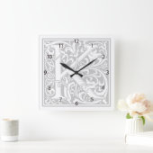 William Morris Alphabet "K" Square Wall Clock Vierkante Klok (Huis)
