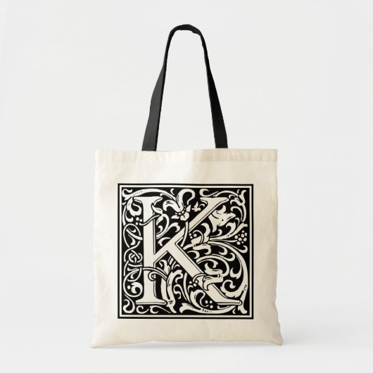 William Morris Alphabet "K" Tote Bag (Voorkant)