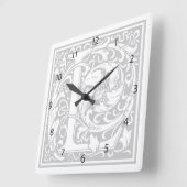 William Morris Alphabet "L" Square Wall Clock Vierkante Klok (Hoek)