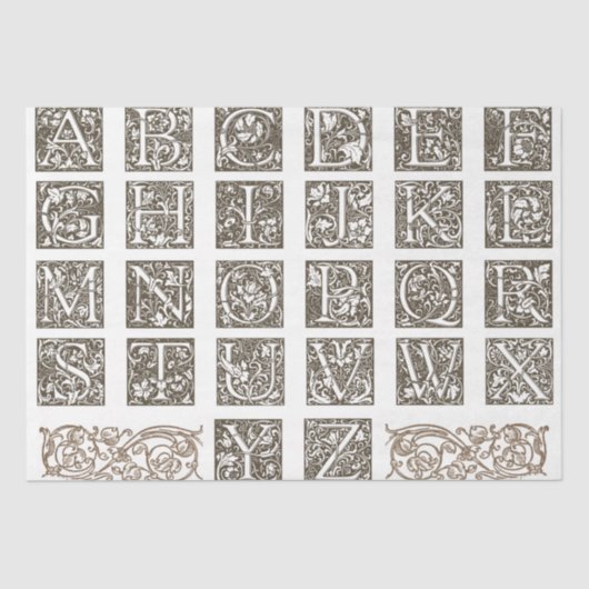 William Morris Alphabet Letters  Decoupage Tissuepapier (Voorkant)