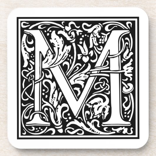 William Morris Alphabet "M" Bier Onderzetter (Voorkant)