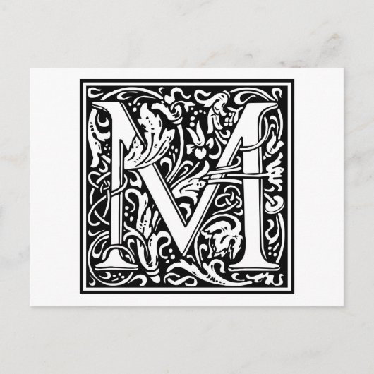 William Morris Alphabet "M" Briefkaart (Voorkant)