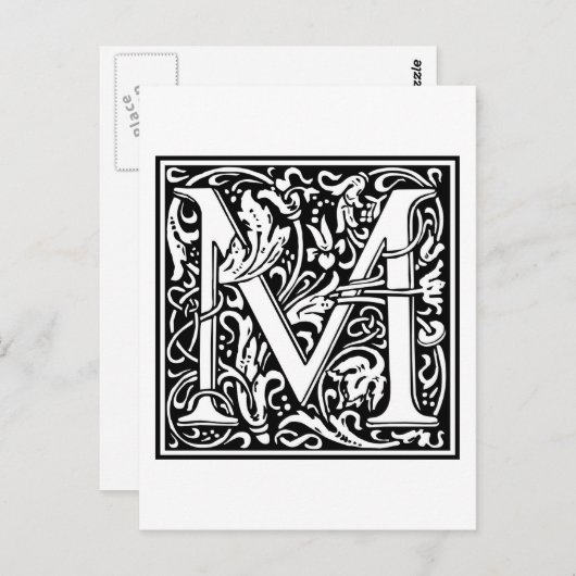 William Morris Alphabet "M" Briefkaart (Voorkant / Achterkant)