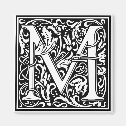 William Morris Alphabet "M" Magneet (Voorkant)