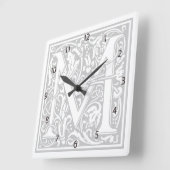 William Morris Alphabet "M" Square Wall Clock Vierkante Klok (Hoek)