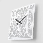 William Morris Alphabet "M" Square Wall Clock Vierkante Klok (Hoek)
