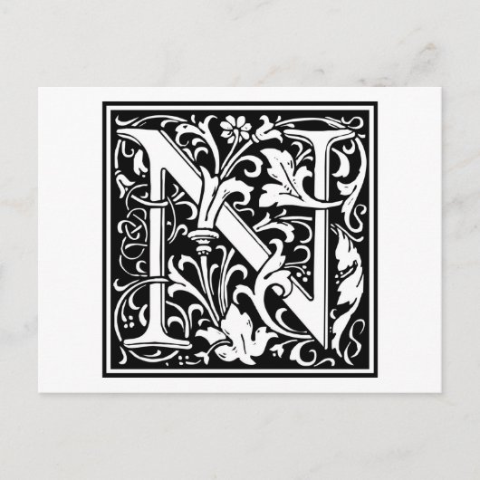 William Morris Alphabet "N" Briefkaart (Voorkant)