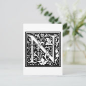 William Morris Alphabet "N" Briefkaart (Staand voorkant)