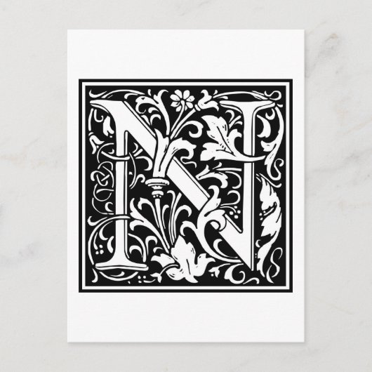 William Morris Alphabet "N" Briefkaart (Voorkant)