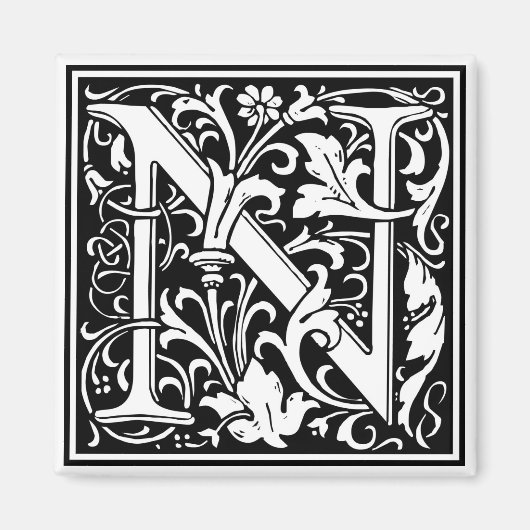 William Morris Alphabet "N" Magneet (Voorkant)