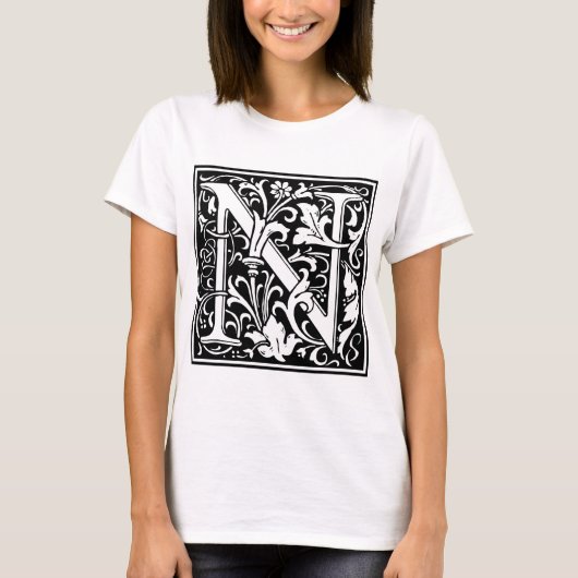 William Morris Alphabet "N" T-shirt (Voorkant)