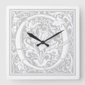 William Morris Alphabet "O" Square Wall Clock Vierkante Klok (Voorkant)
