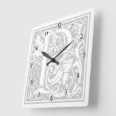 William Morris Alphabet "P" Square Wall Clock Vierkante Klok (Hoek)