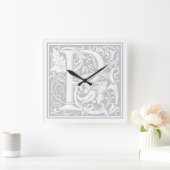 William Morris Alphabet "P" Square Wall Clock Vierkante Klok (Huis)