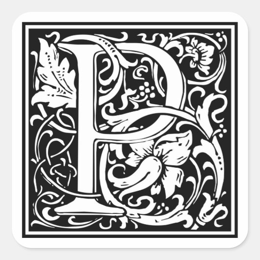 William Morris Alphabet "P" Vierkante Sticker (Voorkant)