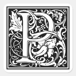 William Morris Alphabet "P" Vierkante Sticker