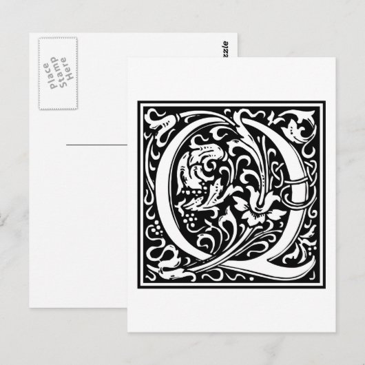 William Morris Alphabet "Q" Briefkaart (Voorkant / Achterkant)
