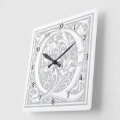 William Morris Alphabet "Q" Square Wall Clock Vierkante Klok (Hoek)