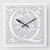 William Morris Alphabet "Q" Square Wall Clock Vierkante Klok (Voorkant)