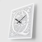 William Morris Alphabet "Q" Square Wall Clock Vierkante Klok (Hoek)