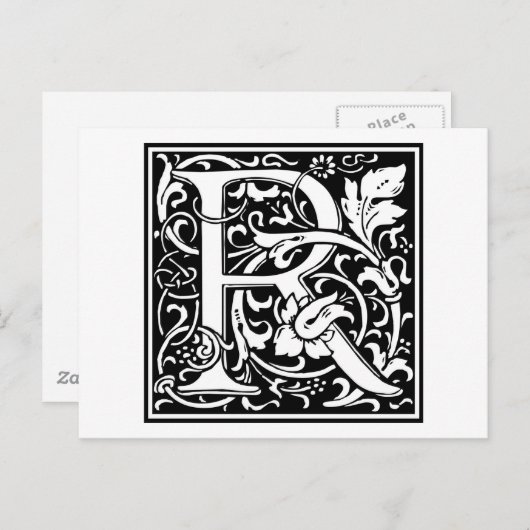 William Morris Alphabet "R" Briefkaart (Voorkant / Achterkant)