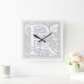 William Morris Alphabet "R" Square Wall Clock Vierkante Klok (Huis)