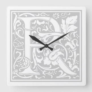 William Morris Alphabet "R" Square Wall Clock Vierkante Klok